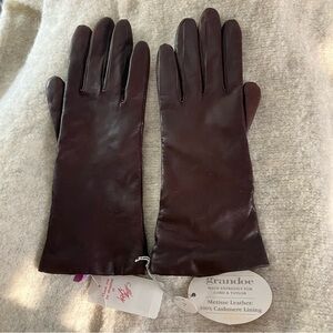NEW Vintage Grandoe Leather Gloves Cashmere Lining 7